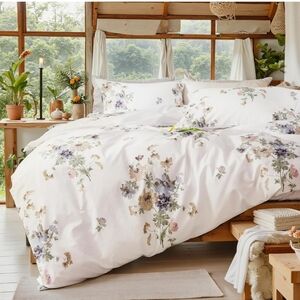100% Cotton Duvet Cover King Size Vintage Floral Duvet Cover Set  Zipper Closure